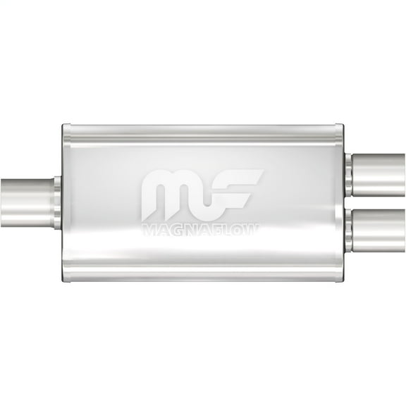MagnaFlow 3.5in x 7in Oval Center/Dual Straight-Through Performance Muffler Exhaust Satin Finish 11148