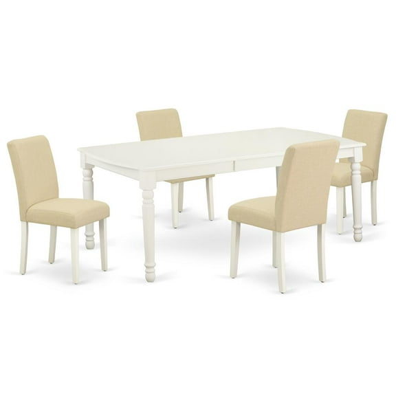 East West Furniture Dining Room Set Linen White, DOAB5-LWH-02