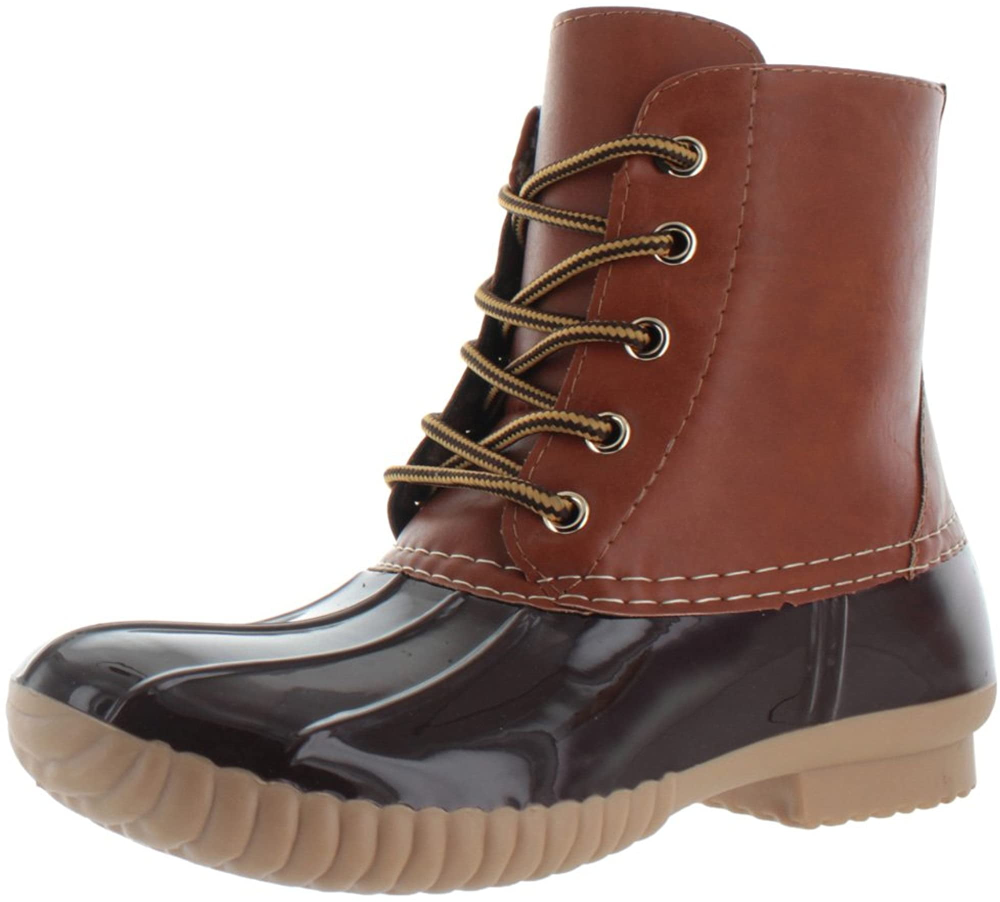 AXNY Womens Lace Up Two Tone Combat Style Calf Rain Boots Walmart Canada