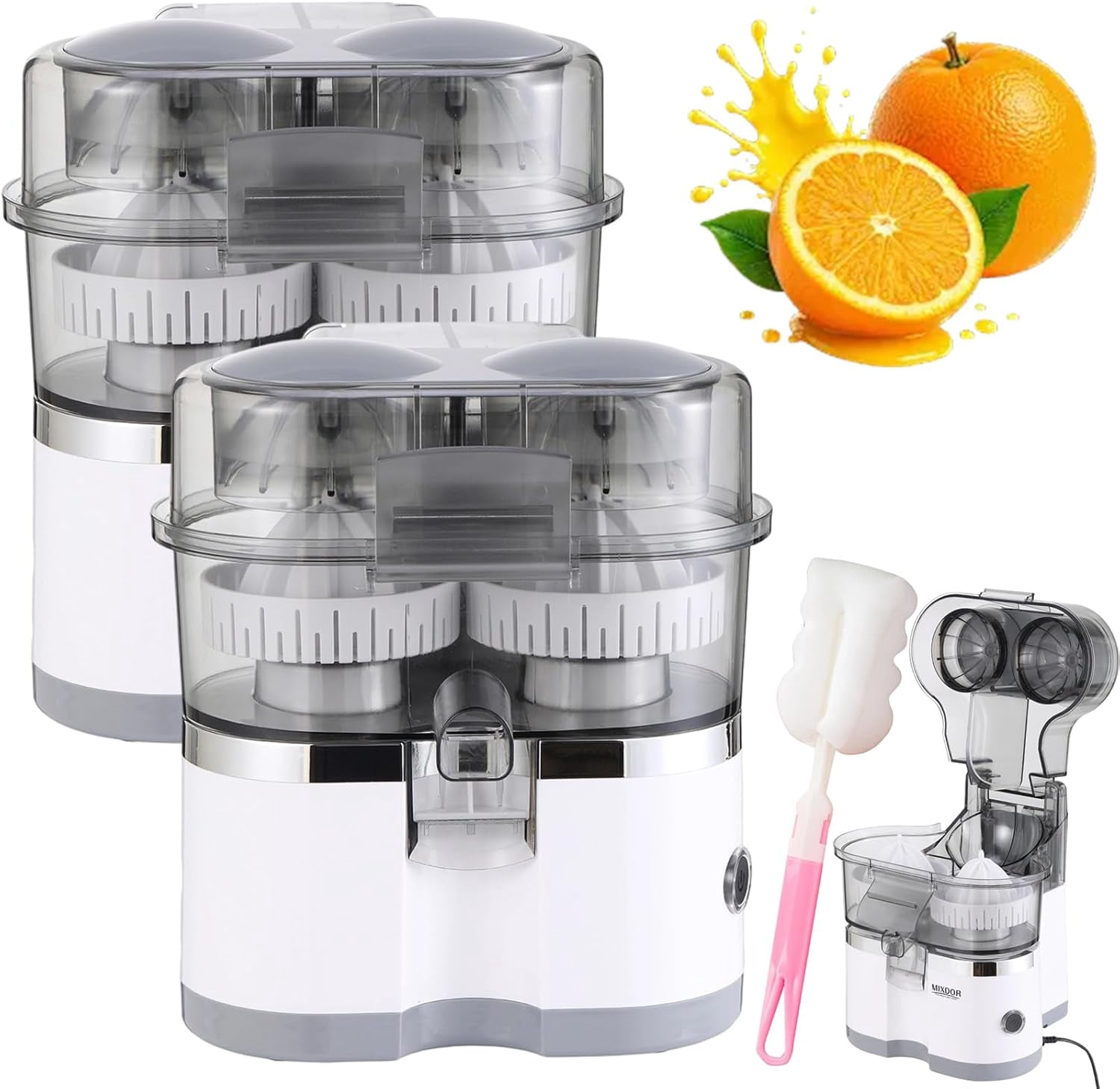 Dual-Head Automatic Citrus Juicer, Electric Citrus Juicer, Exprimidor De Naranjas Electrico, Easy to Clean & Use, 1-Button Automatic Juicer Machine for Orange, Lemon, Lime (1pc)