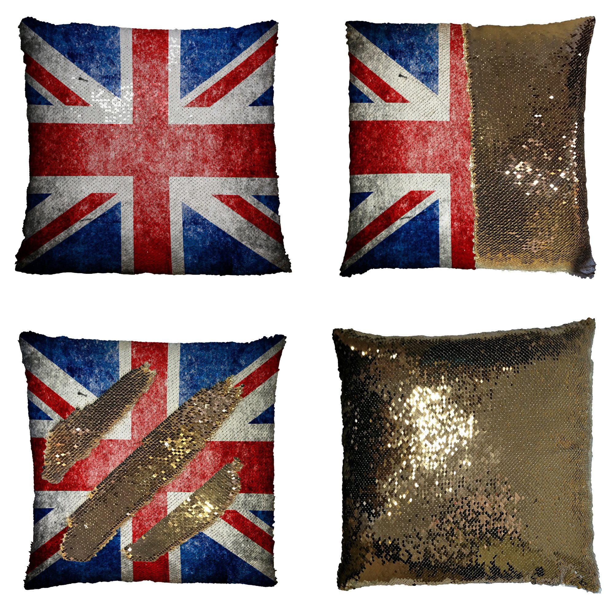 Shabby Chic Abstract Union Jack 16" x 16" Cushion Cover in Muted Reds and Blues 