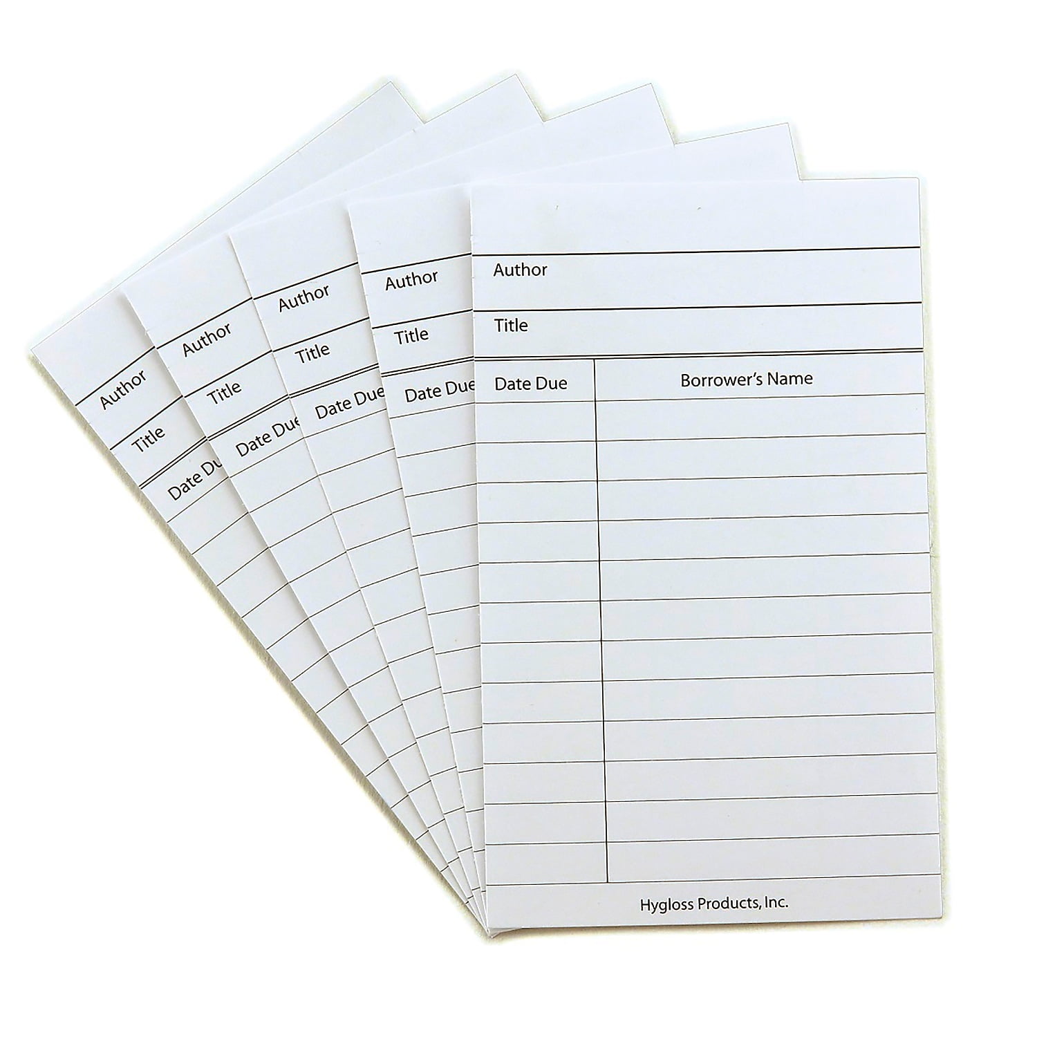 Hygloss Library Cards & Non-Adhesive Pockets Combo, White, 150 Each/300 Pieces