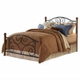 thumbnail image 2 of Doral Complete Metal Bed and Steel Support Frame with Decorative Scrollwork and Walnut Colored Wood Finial Posts, Matte Black Finish, Full, 2 of 3