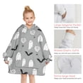 thumbnail image 6 of Halloween Ghost Pattern Blanket Hoodies for Kids 6-13YR Oversize Wearable Blanket Hoodies for Boys Girls Teens, 6 of 7