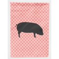 thumbnail image 1 of Carolines Treasures BB7931CHF Devon Large Black Pig Pink Check Canvas House Flag, 1 of 4