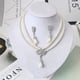 thumbnail image 4 of 2 piezas de lujo elegante collar de perlas pendientes conjunto novia boda joyería moda temperamento Irfora  Silver, 4 of 7