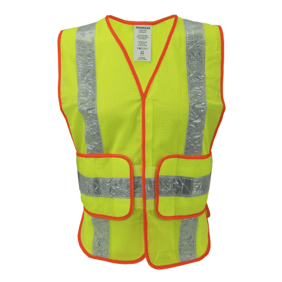 Ironwear 1236 Safety Vest w/ Chevron Tape & Wraparound Hook & Loop Closure