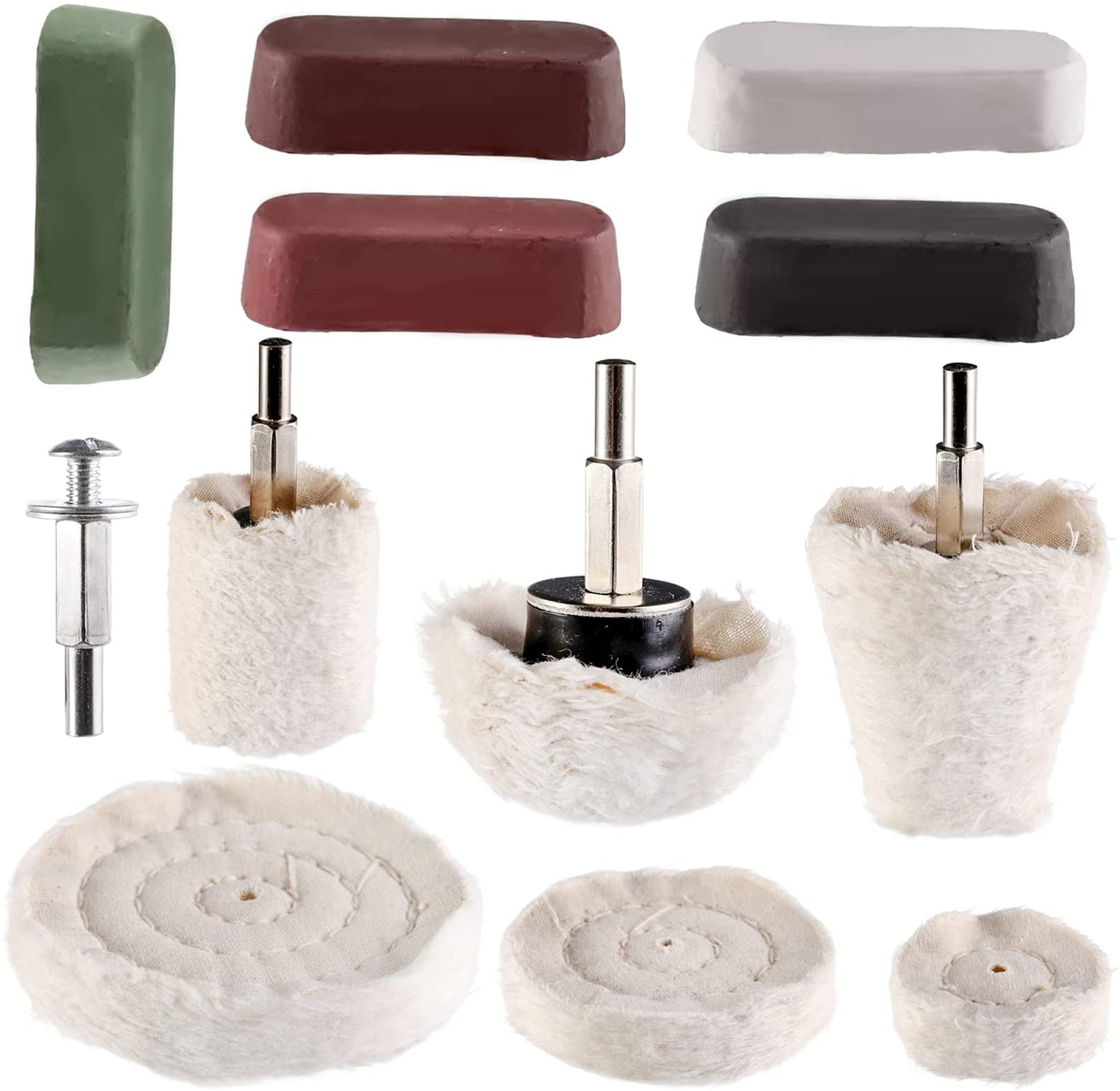 Aluminum Swpeet 4 Pcs White Cotton Polishing Buff Wheel Set for Polishing Tools Polishing Pad Wheel Set Perfect for Manifold Cone/Column/Mushroom/T-Shaped Stainless Steel and Chrome Aluminum Swpeet 4 Pcs White Cotton Polishing Buff Wheel Set for Polishing Tools Polishing Pad Wheel Set Perfect for Manifold Cone/Column/Mushroom/T-Shaped Stainless Steel and Chrome