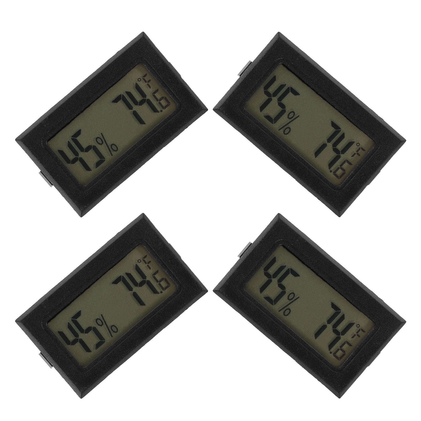 Minkissy 4Pcs Accurate Household Temperature Monitor Plastic Black Rectangular Design