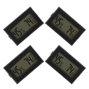 Minkissy 4Pcs Accurate Household Temperature Monitor Plastic Black Rectangular Design