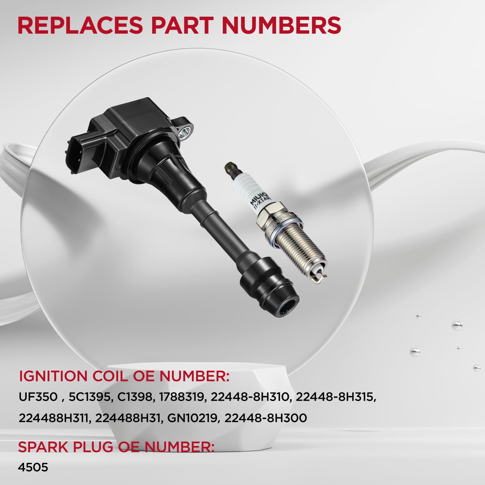 SPEEDWOW Ignition Coil Pack UF350 and Iridium Spark Plugs 4505 Compatible with Nissan 2002-2006 Altima 2002-2006 Sentra L4 2.5L Sets of 4