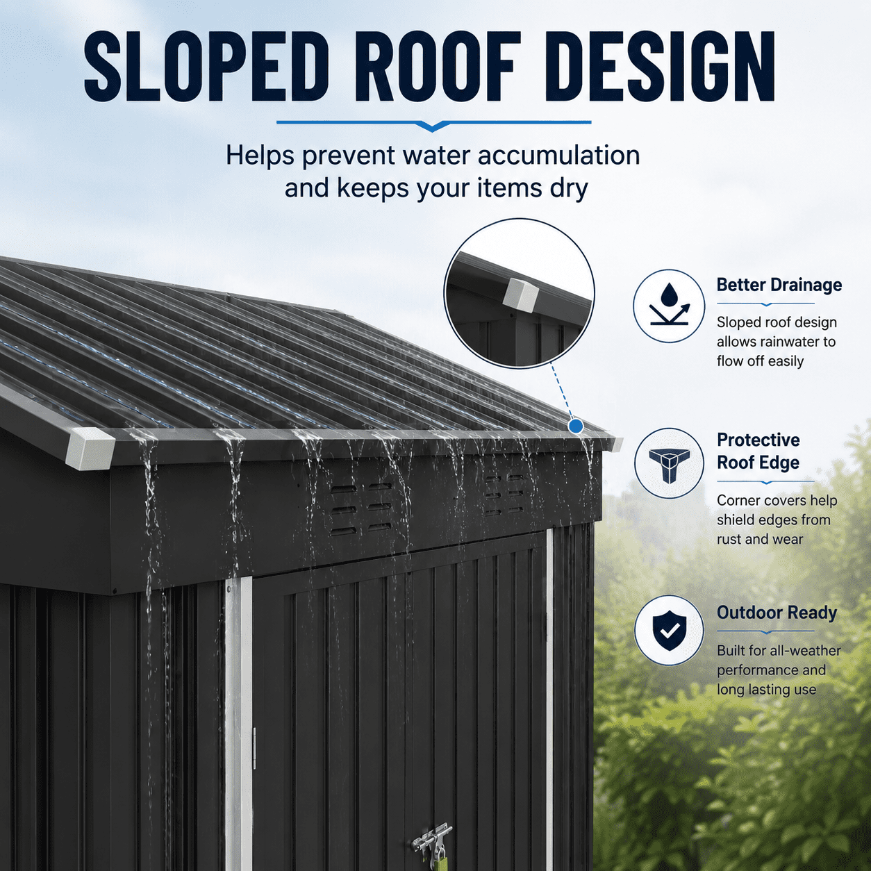 Seizeen 6x4FT Storage Shed, Metal Garden Tool Sheds & Outdoor Storage Clearance for Patio Backyard, Weatherproof and Lockable Outdoor Storage, Black
