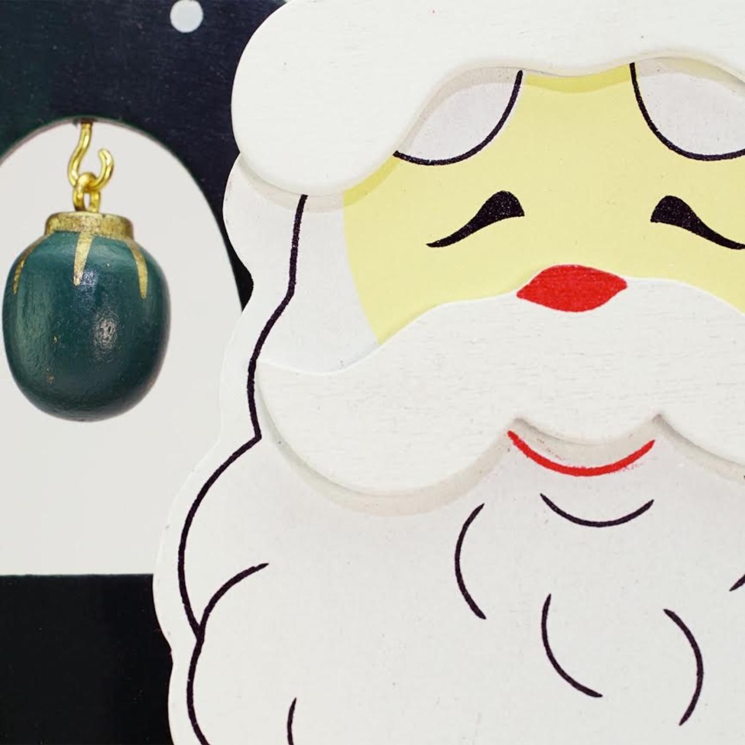 10.25" Wooden Santa Claus Cut-Out with Miniature Ornaments Christmas Table Top Decoration