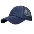 thumbnail image 2 of IDALL Baseball Cap Trucker Hat Mens And Womens Denim Retro Washed And Old Destroyed Peaked Cap Splicing Solid Color Baseball Cap Snapback Hats for Men Hats for Men Navy One Size, 2 of 5