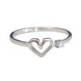 thumbnail image 2 of Hyasfey Women Ring Sweet All-match Fashion Accessories Open-end Rhinestone Love Heart Silvering Finger Ring for Daily Wear, 2 of 7