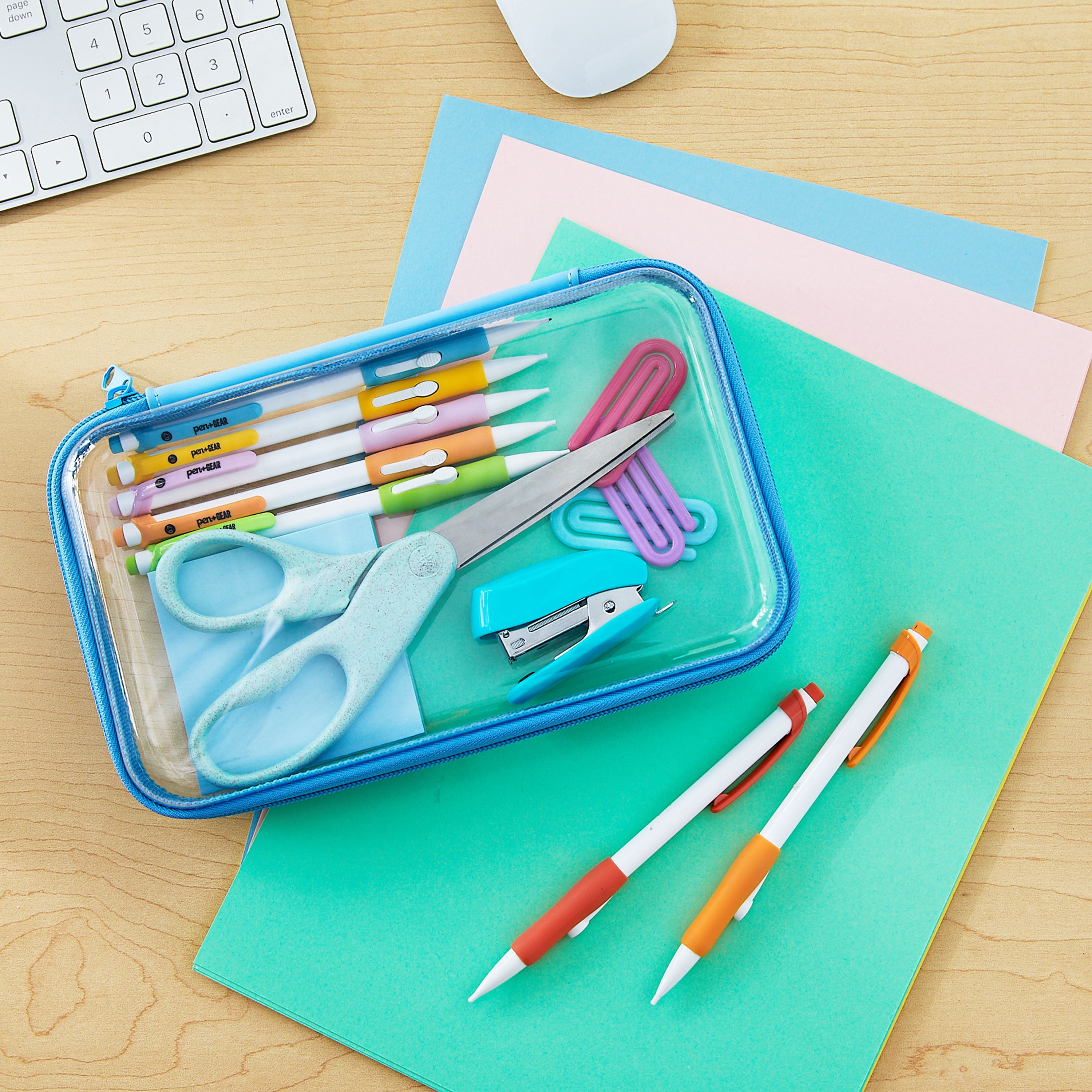 Pen+Gear Clear Zipper Case, Sky Pencil Box