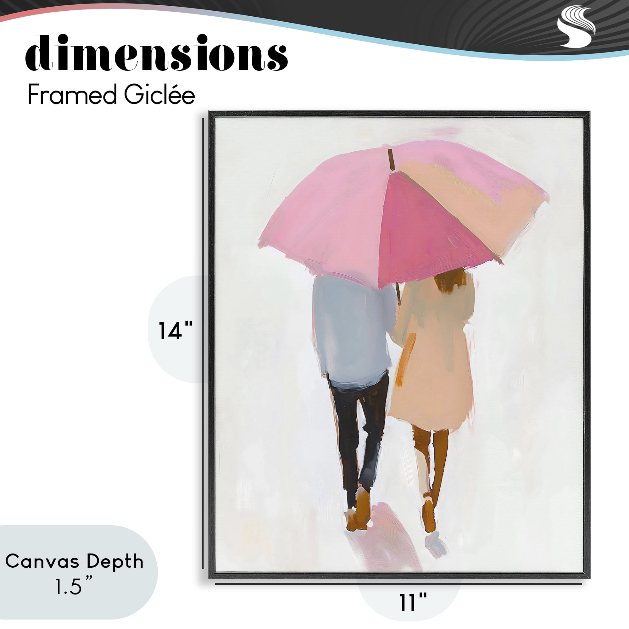 Stupell Industries Couple Stroll Under Umbrella Black Framed Giclee Art, design by The Prints Vibe