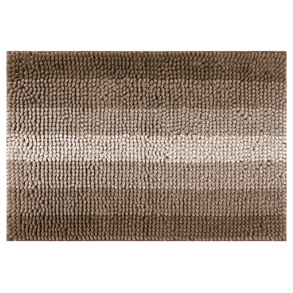 Unique Bargains Striped Bathroom Rugs Non-Slip Bath Carpet Bath Mats Coffee-1 16"x24"