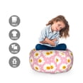 thumbnail image 2 of Floral Storage Toy Bag Chair, Spring Theme Daisy Flowers Pattern Along Small Circles in Soft Colors, Stuffed Animal Organizer Washable Bag, Small Size, Pale Pink Orange White, by Ambesonne, 2 of 3