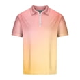 thumbnail image 3 of Zylanna Men's Short Sleeve T-Shirts, Gradient Color Summer Lightweight Turn-down Collar Daily leisure Tops for Men Pink Size S, 3 of 4