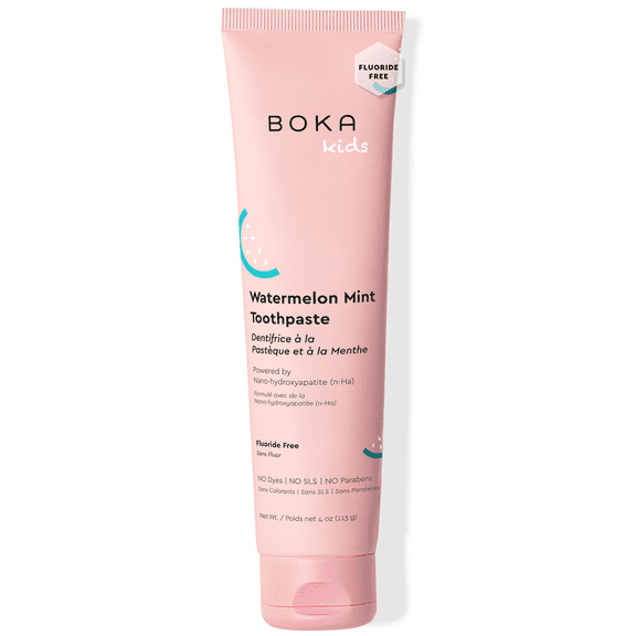 Boka Fluoride-Free Toothpaste with Nano Hydroxyapatite – Gentle for Sensitive Teeth, Natural Whitening, Watermelon Mint Flavor – 4 Fl Oz, For Kids & Adults
