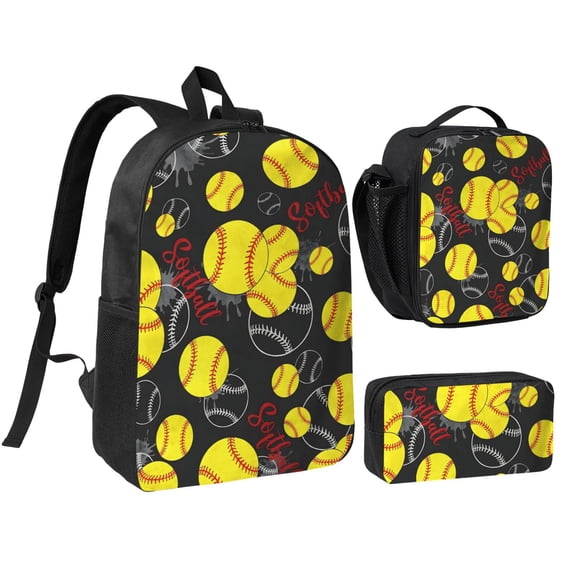 Softball Backpack Set 3pc ,Backpack with Lunch Bag and Bag 17 Inch
