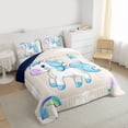 thumbnail image 3 of Feelyou Kawaii Blue Unicorn Full Size Comforter Sets for Teen, Dreamy Rainbow Cloud Bedding Comforter Set, Cartoon Animal Reversible Bedding Sets, Lightweight Room Decor, 3pcs, 3 of 8