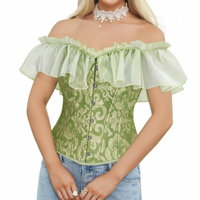 Corsé vintage con tirantes y estampado de vendaje para mujer, top de poliéster moldeador