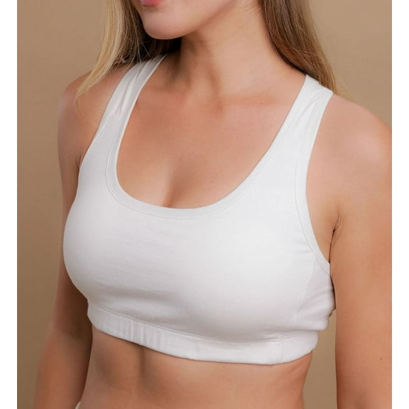 Women's Cottonique W12299 Latex Free Organic Cotton Racerback Croptop Bra (Natural 7)
