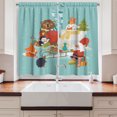 thumbnail image 2 of Ambesonne Christmas Kitchen Curtains, Snowman Bear Fox Santa, 55"x45", Pale Teal and Multicolor, 2 of 3