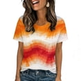 thumbnail image 2 of Taylonsss Women's Vintage Gradient Printed Round Neck Short Sleeve T-Shirt Casual Sports Top for Fitness and Daily Wear Comfortable Stretch Breathable Fabric for Spring Summer, 2 of 9