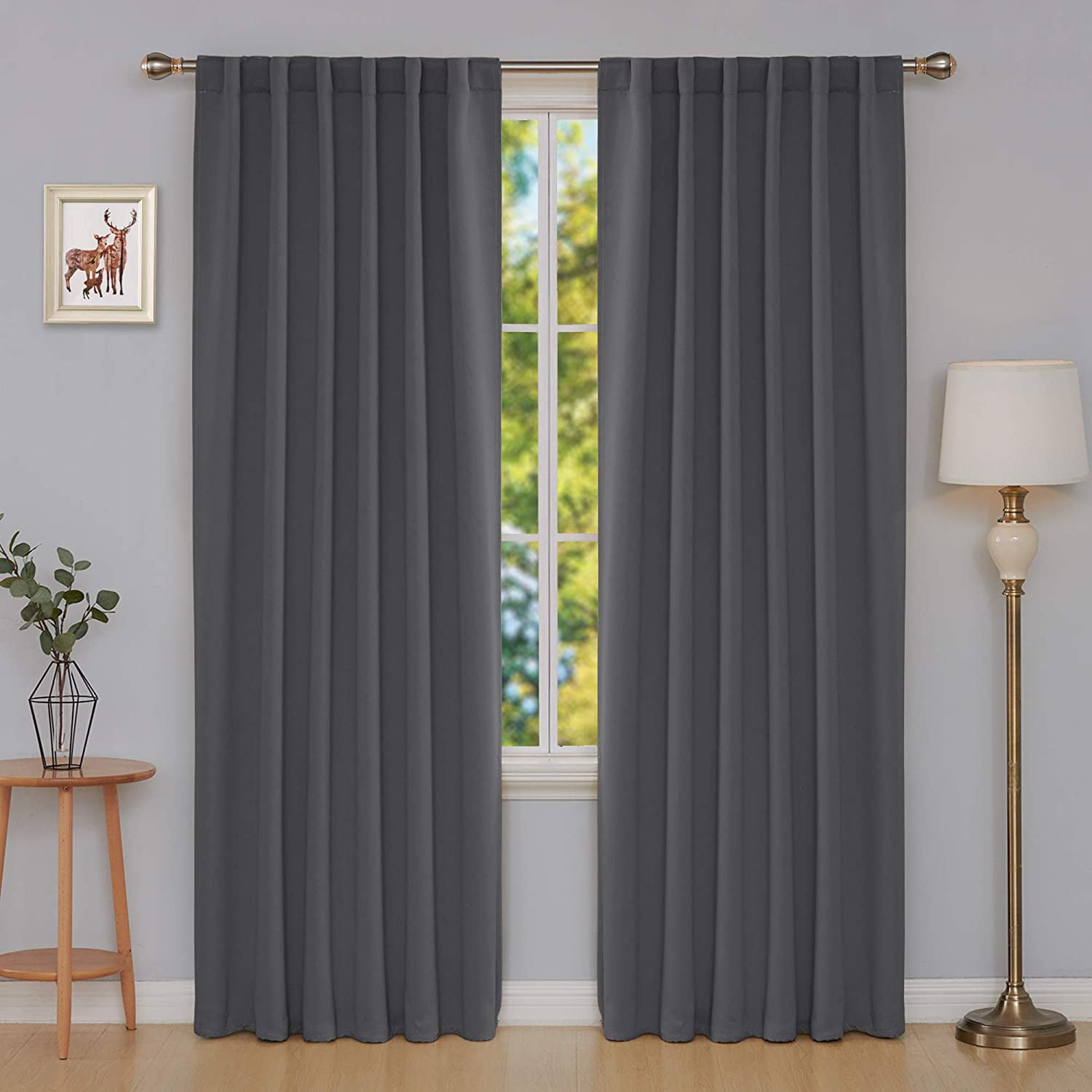 Deconovo Long Blackout Patio Door Curtains Back Tab and Rod Pocket