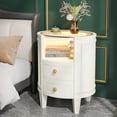 thumbnail image 4 of 1Easylife 25.5 Inches Tall Round Nightstand Side Table with 2 Drawers LED Light Open Shelf for Bedroom Sofa Side White, 4 of 5