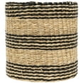 thumbnail image 3 of Northlight Set of 4 Beige and Black Striped Woven Round Seagrass Baskets 12", 3 of 6