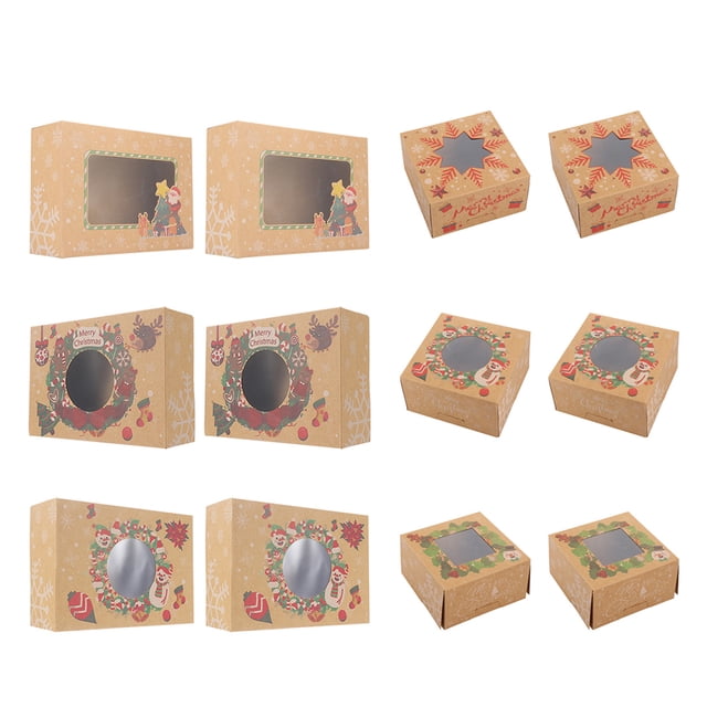 EeaseMX 12 cajas de embalaje para pasteles y postres con ventana de papel, ideal para panadería, cupcakes y Navidad.