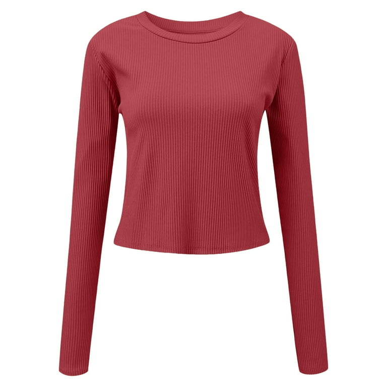 Huesdet Women's Long Sleeve T-shirt Scoop Neck Rayon Slim