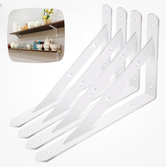 Soportes de estantería Hyznengu Heavy Duty, paquete de 4, blancos, 25 cm