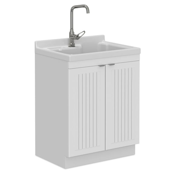 Simpli Home Murphy All-In-One 28-inch Laundry Utility Sink and Cabinet