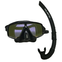 Scuba Choice Dive Mask With Yellow Mirror Coated Lense   Black Snorkel Combo