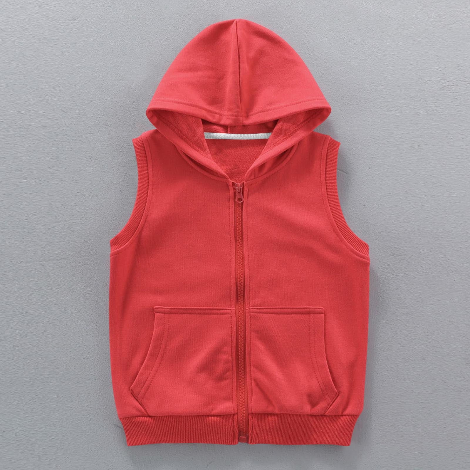 Hinvhai Boys' Full Zip Sleeveless Hooded Vest Basic Zipper