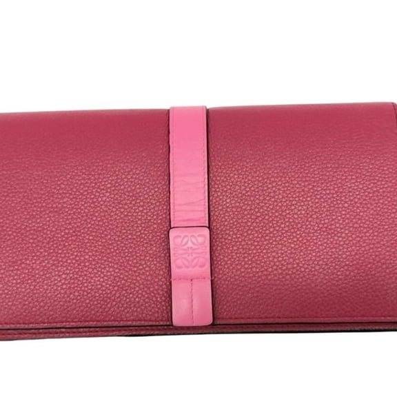 Pre-Owned LOEWE Vertical Chain Wallet in Red, Pink, and Black Leather. Women's Bifold... (Good)