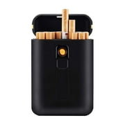 Cigarette Case with Lighter Cigarettes Box King Size Portable Pack 20pcs Regular Size Cigarettes USB Lighters 2 in 1 Rechargeable Flameless Windproof Electric Lighter