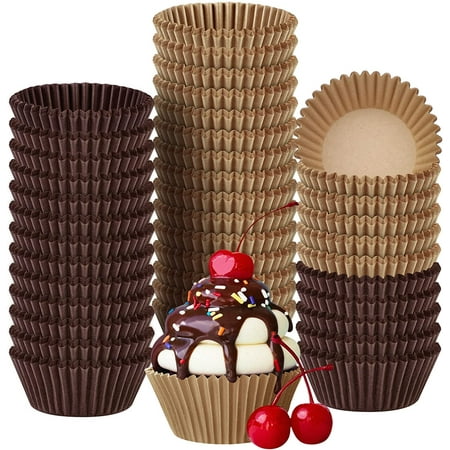 

1200 Pieces Mini Cupcake Liners 2 Inch Paper Baking Cups Muffin Liners Cupcake Wrappers Natural Brown