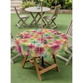 thumbnail image 4 of Outdoor Tablecloth with Umbrella Hole for Patio/Picnic/Party/Camping, Colorful Spring Floral Waterproof Table Cloth Round Cover Washable, Watercolor Flowers Elegant Pastoral (Dia 60"), 4 of 8