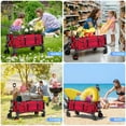 thumbnail image 3 of Gathered Collapsible Mini Camping Wagon, Vecukty Portable Foldable Cart, Heavy Duty Folding Utility Grocery Wagon with 150lbs, for Shopping,Sports,Fishing,Beach,Garden,Red, 3 of 9