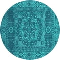 thumbnail image 1 of Ahgly Company Indoor Round Persian Turquoise Blue Bohemian Area Rugs, 6' Round, 1 of 4