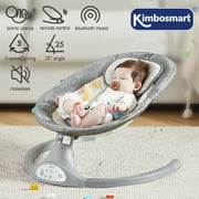 Kimbosmart Electric Baby Swing Bouncer Chair, Infant Rocker Swing with Remote Control, Built-in Bluetooth, Soft Music, Sway in 5 Speeds, Seat Belt, Gifts