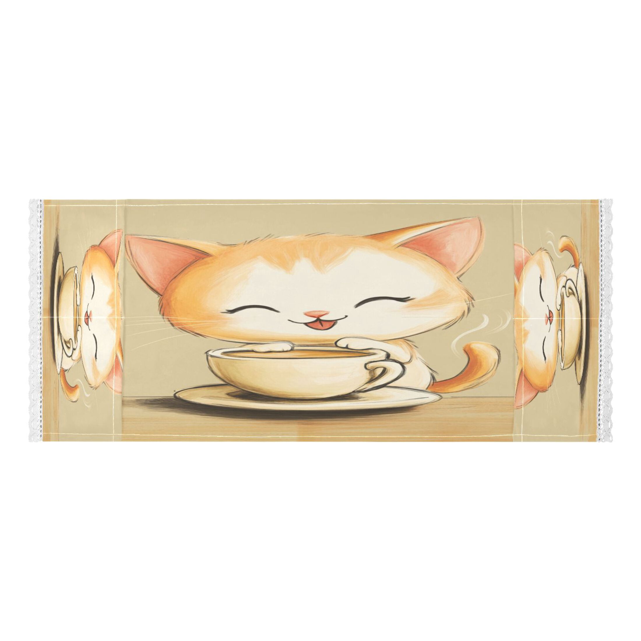Cartoon Cute Cat Drink CoffeeWasher and Dryer Covers Dust-Proof and Oil Resistant Fridge Cover with 4 Storage Pockets Washing Machine Top Cover for Laundry Kitchen Home 51.2 x 22 In