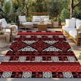 thumbnail image 2 of Red Black Boho Outdoor Rug for Patio/Deck/Porch, Non-Slip Large Area Rug 3 x 5 Ft, Geometric Vintage Abstract Art Indoor Outdoor Rugs Washable Area Rugs, Reversible Camping Rug Carpet Runner, 2 of 8