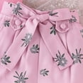 thumbnail image 6 of GYRATEDREAM Toddler Baby Girl Summer Outfit Fly Sleeve Flower Print Romper Tank Tops and Elastic Waist Shorts Set for 6-12M Pink, 6 of 9